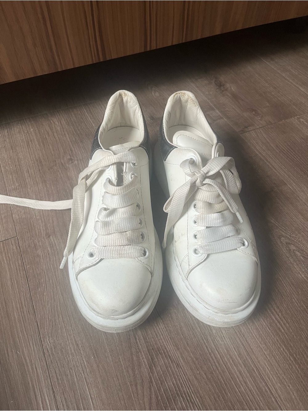 Alexander McQueen White Sneakers with Black Heel